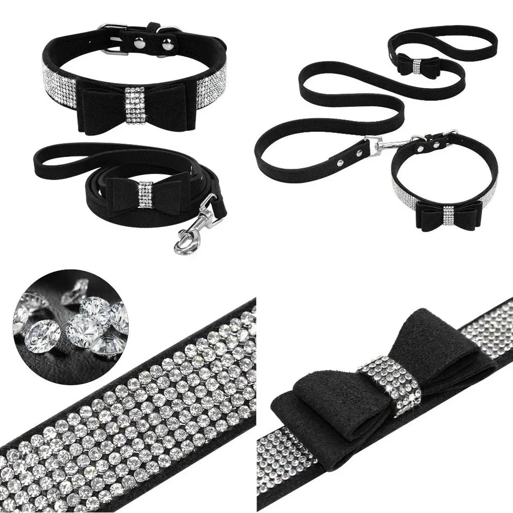 NEW Sparkling Bling Swarovski Crystal Rhinestone Pet Dog Collar & Leash …